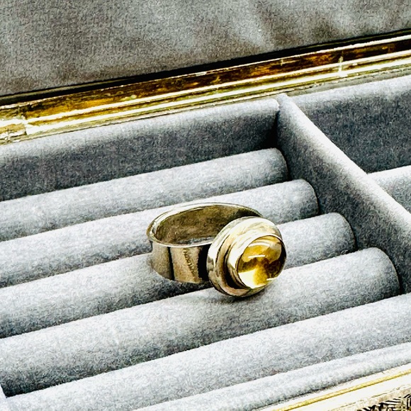 🔥 Vintage Modernist Citrine Silver Ring - Picture 11 of 17